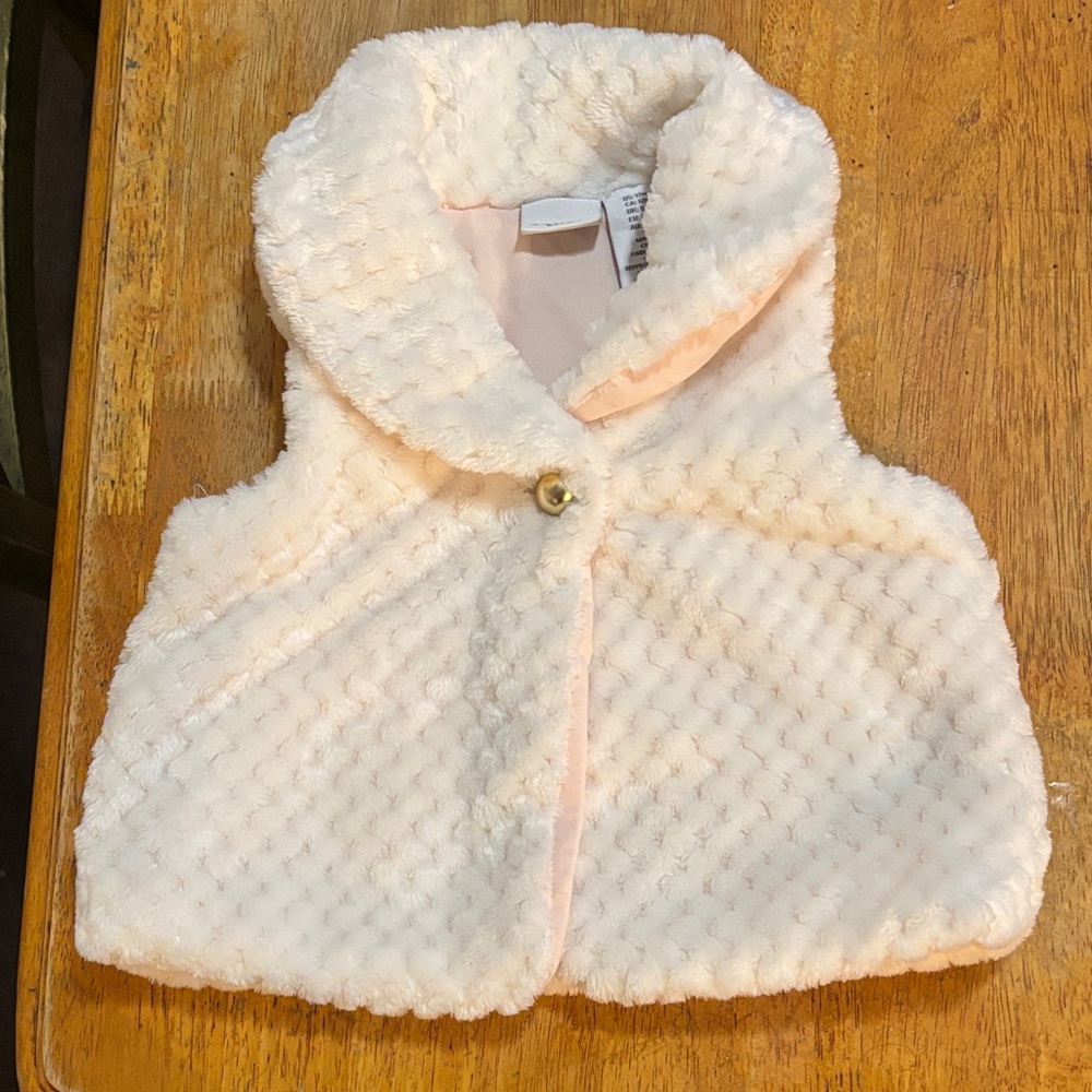 Baby Tahari white and pink fleece vest